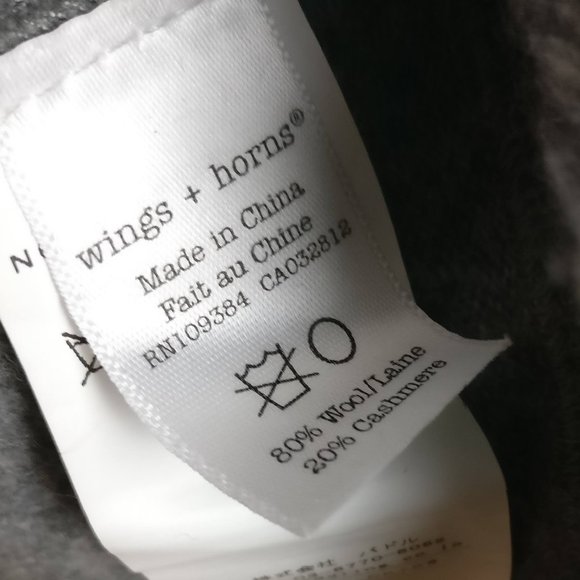 wings + horns Cashmere Wool Ribbed Sweater 80%Wool 20%Cashmere Lux Heather grayL - Picture 6 of 8
